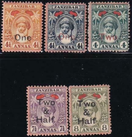 Zanzibar 1904 SC 94-98 MLH Set