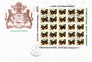 Guyana 1989 Sc 2100 sheet of 25 Gold overprint FDC