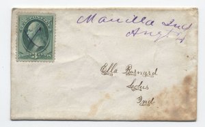 1870s Manilla IN manuscript postmark 3ct banknote cover [h.4873]