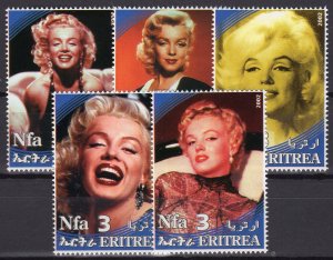 Eritrea 2002 Tribute to MARILYN MONROE Set (5) Perforated MNH