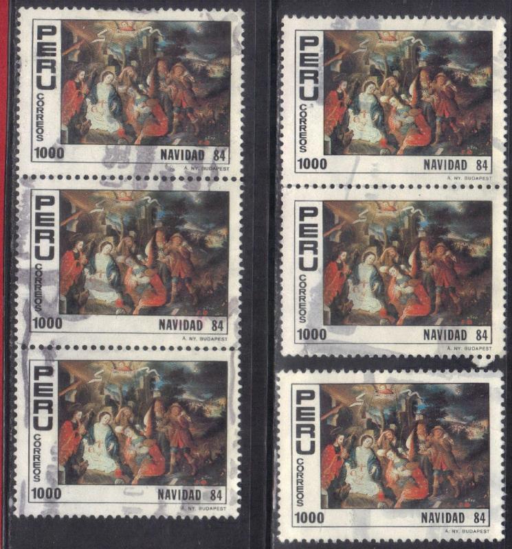 PERU SC# 827 USED 1984 1000s  CHRISTMAS (6)  SEE SCAN