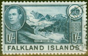 Falkland Is 1938 1s Dull Blue Greyish Paper SG158b V.F.U