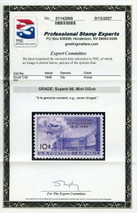 US SCOTT #C42 MINT-SUPERB-OG-NH GRADED 98 W/ PSE CERT SMQ $85 (4/23/21 GP)