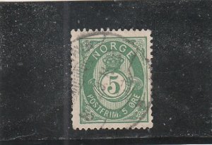 Norway  Scott#  39c  Used  (1891 Post Horn)