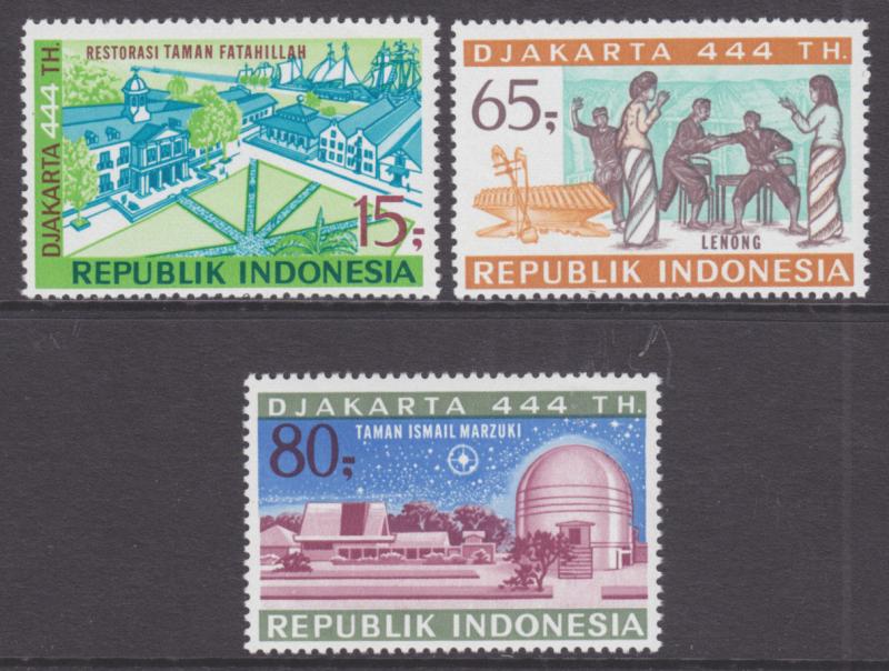 Indonesia Sc 800-803 MNH. 1971 444th Anniversary of Djakarta + Souv Sheet