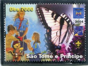 Sao Tome & Principe 2004 SCOUTS Anniversary BUTTERFLIES 1v Perforated Mint (NH)