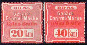 HUNGARY Donau Shipping Control Stamps, 20b + 40b, both NH, VF