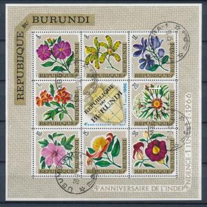 Burundi 1967 Mi BI BL19A sheet of 8 - independence, Flowers