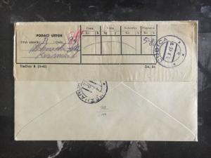 1943 Lubica Slovakia Registered Exss Cover to To Kezmarok Delivery Slip Affixed