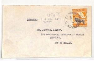 BH92 1957 British KUT TANGANYIKA *Utete* CDS Cover Dar-es-Salaam MEDICAL