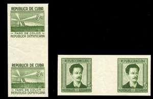 Cuba #348-349P, 1937 Dominican Republic and Ecuador, 5c imperf. plate proofs ...