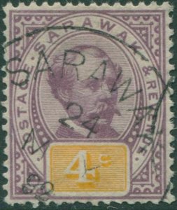 Malaysia Sarawak 1888 SG11 4c purple and yellow Brooke FU 