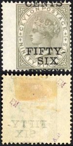 Ceylon SG170 56c on 96c Drab (Misplaced) M/M (Hinge Remainders)