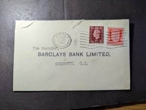 1940 England British Channel Islands Cover Jersey to Guernsey CI Barclays Bank