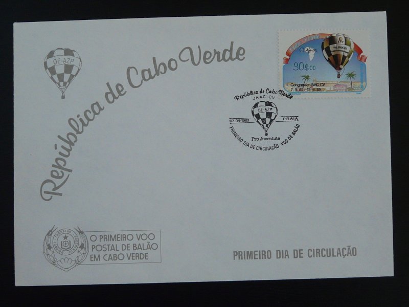 hot air balloon FDC Cape Verde 1989 ref 100137