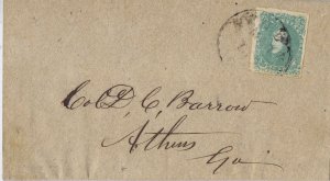 CSA 3 2c 1862 four margins on homemade cover tied by Georgia postmark PF cert