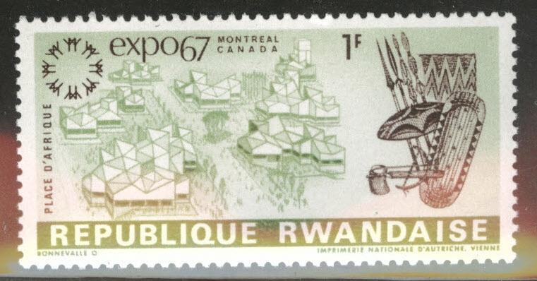 RWANDA Scott 228 MH* Expo 1967 Spear stamp