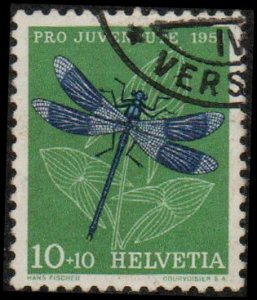 Switzerland B208 - Used - 10c+10c Dragonfly (1951) (cv $0.55) (1)