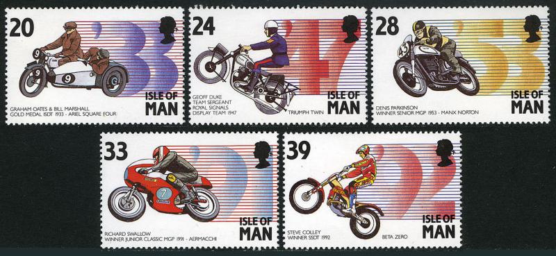 Isle of Man #562-566 MNH CV$4.70 Motorcycle Grand Prix Ariel Square