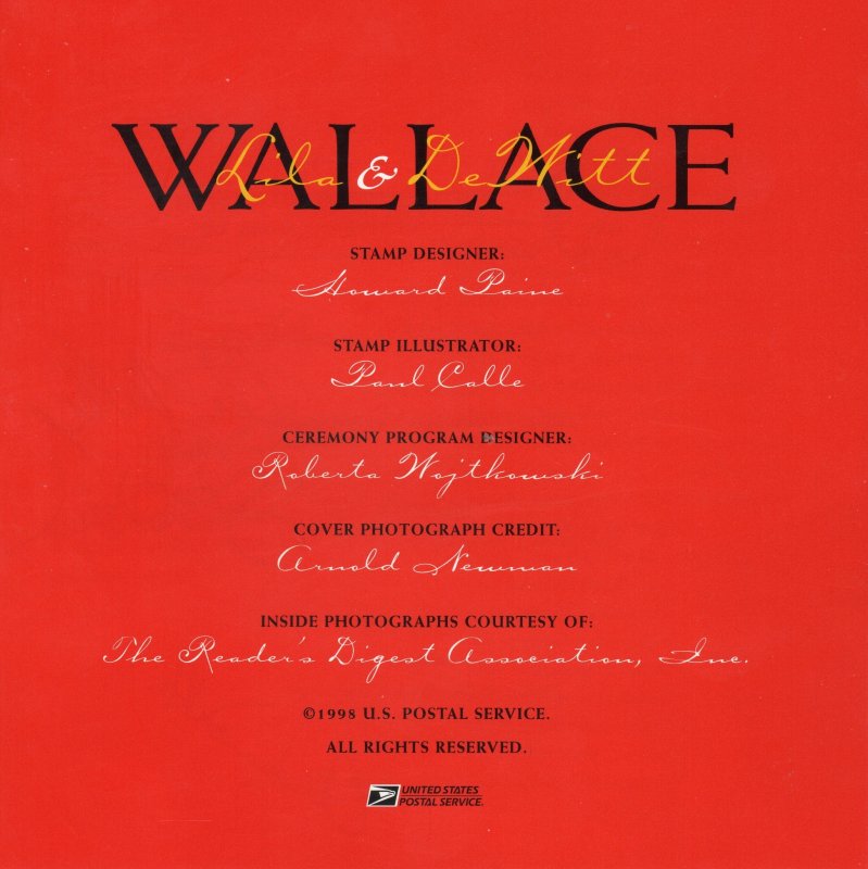 SC# 2936 - Lila & DeWitt Wallace - Autographed - FDC - Program