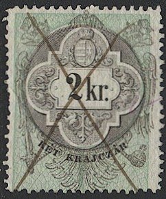 HUNGARY 1868 2kr Military Border Revenue Barefoot #3, Perf 12, Used VF