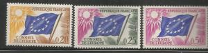 FRANCE 1O7-1O9 MNH, SET OF 3 STAMPS, COUNCIL OF EUROPE FLAG