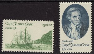Thematic stamps USA 1978 CAPT JAMES COOK 1709/10 mint