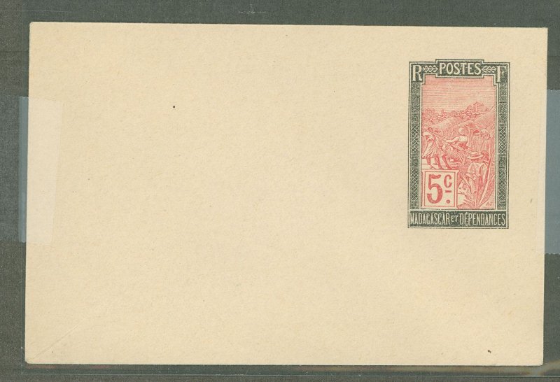 Madagascar (British Consular & Inland Mail)  1921 5c black & rose, flap not stuck