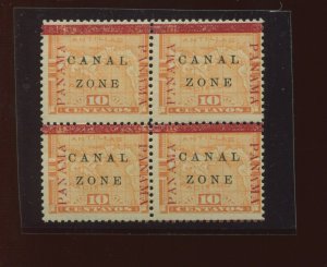 Canal Zone Scott 13b Antique ZONE Var Mint in Block of 4 Stamps (CZ13-63)
