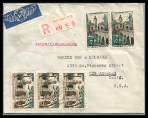 France 1959 Registered Airmail Cover Cannes to Los Angeles