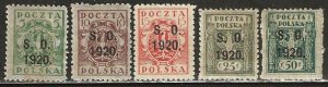 Eastern Silesia  41-45, mint,  hinged, some with hinge remnants. 1920.   (D243)