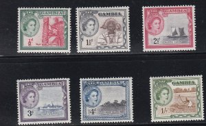 Gambia #  153, 155-158, 160, Queen Elizabeth II Definitives, Mint Hinged, 1/3
