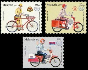*FREE SHIP Malaysia Postman's Uniform 2012 Vehicle Bicycle Motorcycle (stamp MNH