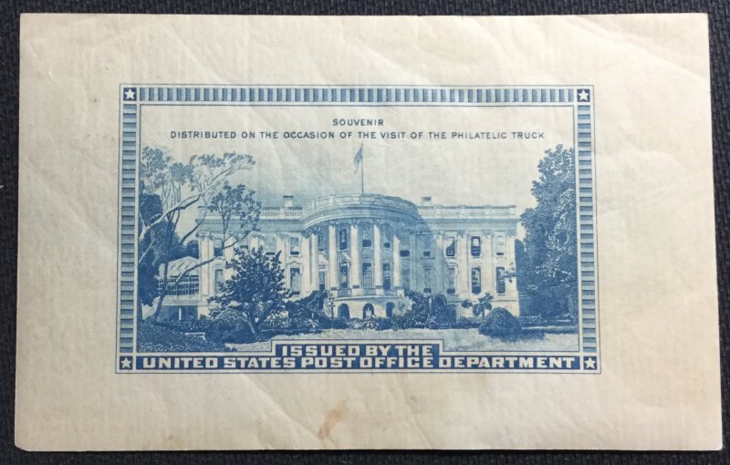US MNH OG 1938 Philatelic Truck Souvenir Sheet Small “stain” middle L23