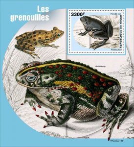 Niger - 2022 Pseudis sp. Frog on Stamps - Stamp Souvenir Sheet - NIG220318b1