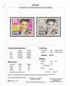 #2721 29 cents Elvis mint OG NH EGRADED XF 91