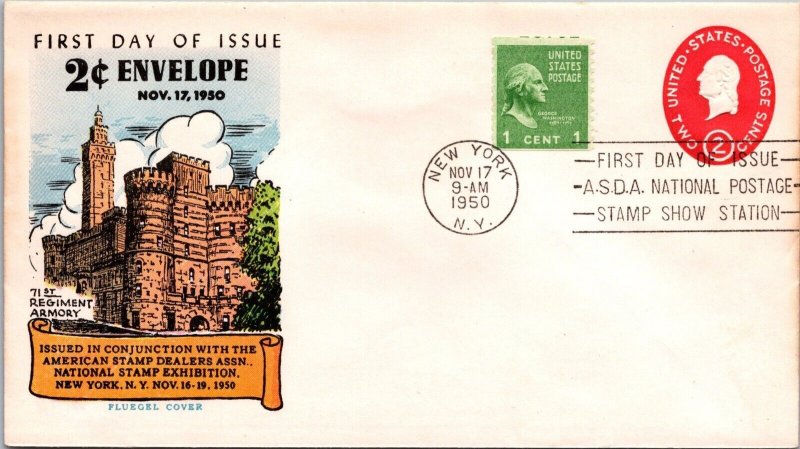 FDC 1950 SC #U533 U97a Fluegel Cachet - New York, Ny - Single - F63478