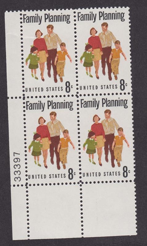 1455 Family Planning MNH Plate Block LL