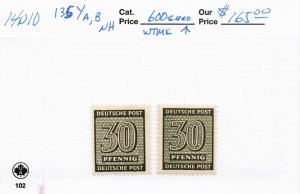 DDR 14N10 MNH MICHEL 135YA,B WTMK UP  600 EURO CAT