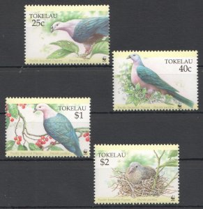 Ft141 1995 Tokelau Wwf Birds Fauna #210-213 1Set Mnh