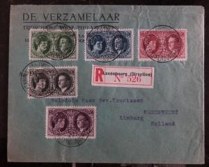 1927 Luxembourg First Day Cover FDC To Limburg Holland Comp Stamp Set #b20 24