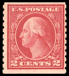 US Sc 492 F-VF/Mint NO GUM - 1916 2¢ car (Type III) Washington Coil