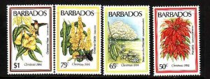 Barbados-Sc#636-9- id9- unused NH set-Flowers-Christmas-1984-