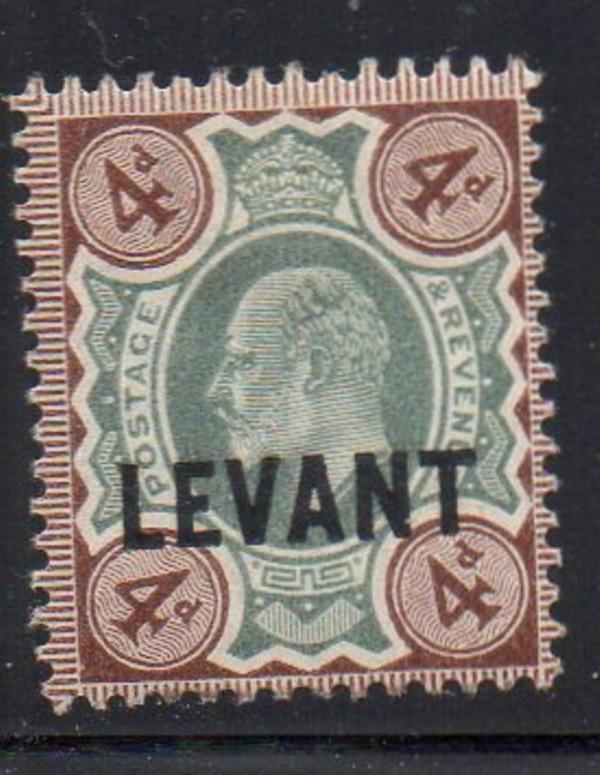 Great Britain Turkish Empire Sc 21 1905 LEVANT ovpt on 4 d E VII stamp mint