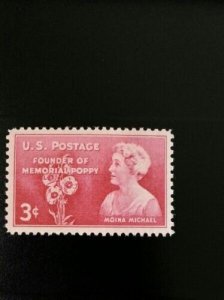 1948 3c Moina Michael, Founder of Memorial Poppy Scott 977 Mint F/VF NH