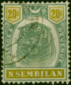 Negri Sembilan 1897 20c Green & Olive SG12 Good Used