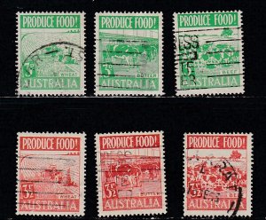 Australia # 250-255, Produce Food, Farming, Used, 1/2 Cat.