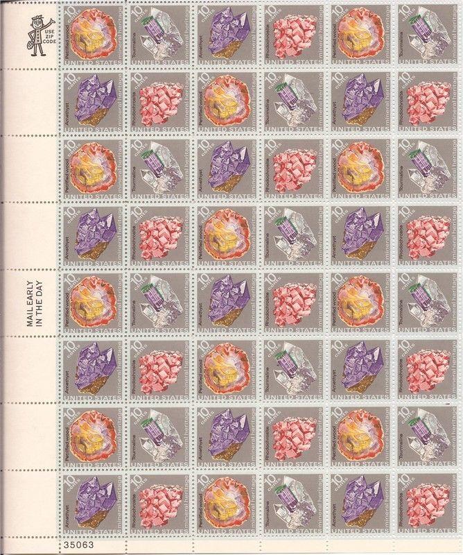 US Stamp - 1974 Mineral Heritage - 48 Stamp Sheet - Scott #1538-41