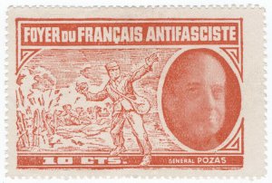 (I.B) Spain Civil War Cinderella : French Anti-Fascist Fund 10c (General Pozas)