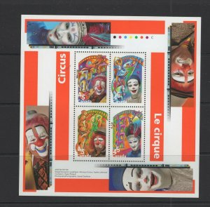 Canada 1998 Circus sheet. Unitrade #1760b VFMNH CV $6.00